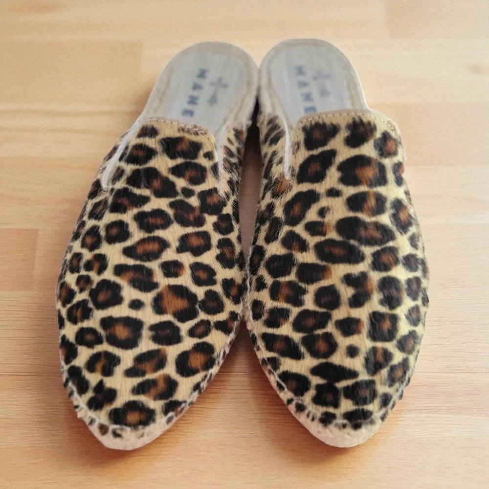 Manebi Leopard Print Slip-On Flats Espadrilles ‎ Womens Size EU 35